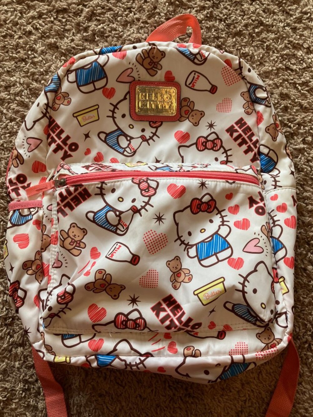 Hello Kitty Backpack White Pink Kawaii School Travel Adjustable Straps Sanrio